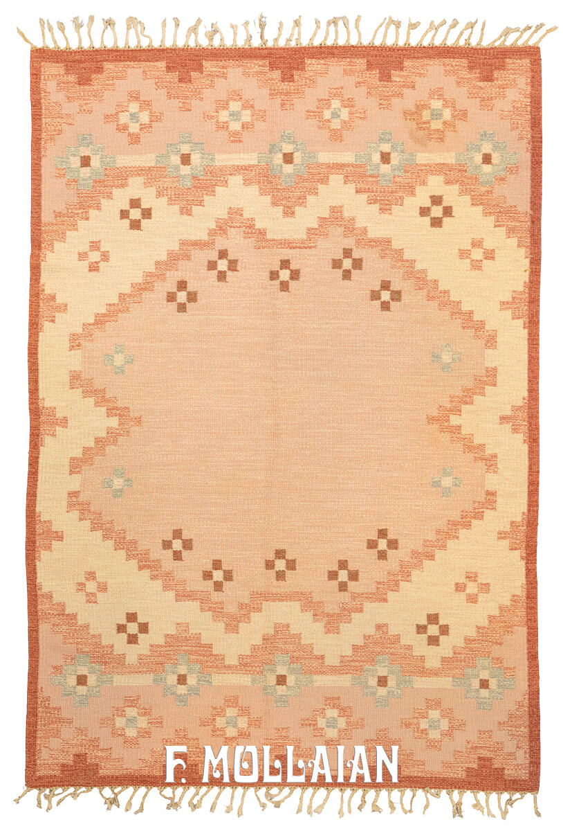 Tapis Kilim Suédois Rollakan Rose Couleur n°:953714
